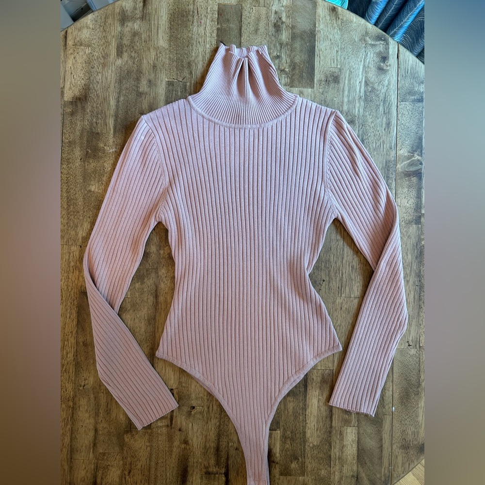 Pink Turtleneck Sweater Bodysuit